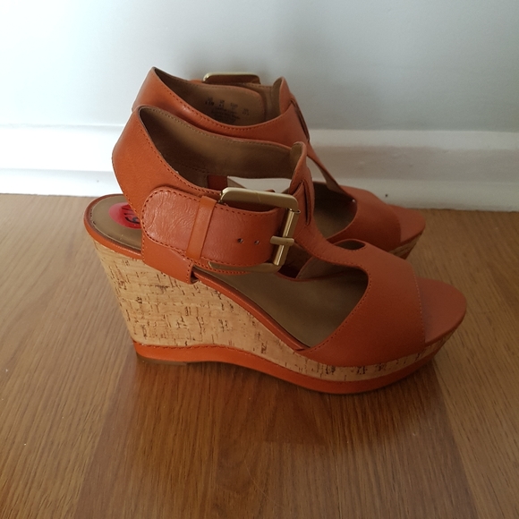 Franco Sarto Wedge Leather Sandal Size 6.5 - Picture 3 of 7